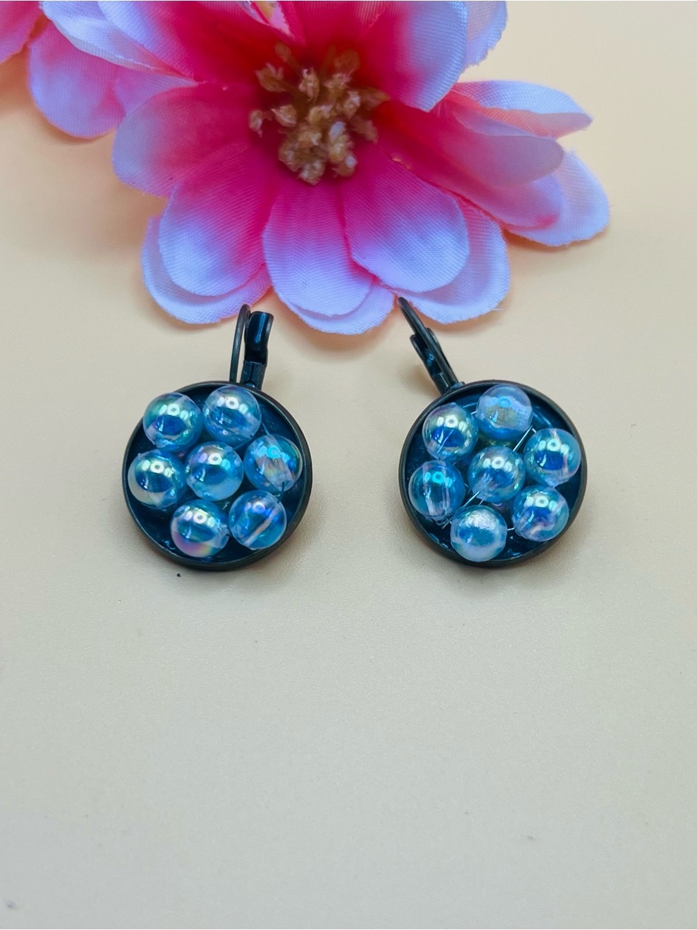 Vintage inspired Crystal Cluster Earrings set in brass
